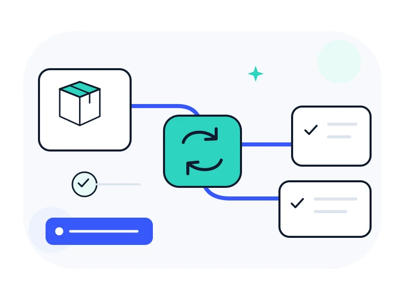 Connected task cards show a store workflow with review checkpoints.